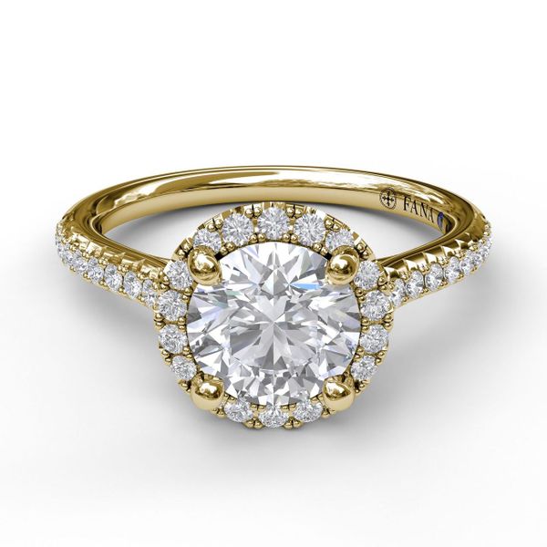 Delicate Round Halo And Pave Band Engagement Ring Image 3 The Diamond Center Claremont, CA
