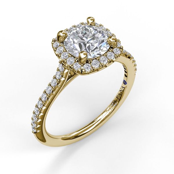 Delicate Cushion Halo Engagement Ring With Pave Shank The Diamond Center Claremont, CA