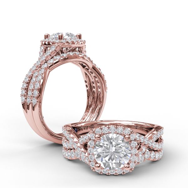 Cushion Halo With Diamond And Gold Twist Engagement Ring Image 4 Almassian Jewelers, LLC Grand Rapids, MI