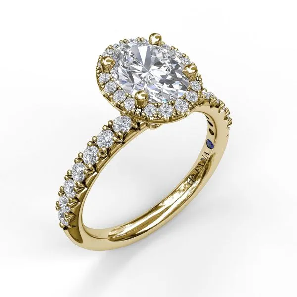 Classic Diamond Halo Engagement Ring with a Gorgeous Side...