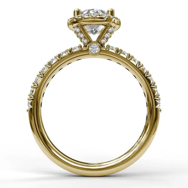 Classic Diamond Halo Engagement Ring with a Gorgeous Side...