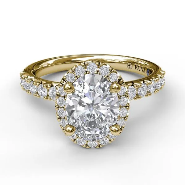 Classic Diamond Halo Engagement Ring with a Gorgeous Side...
