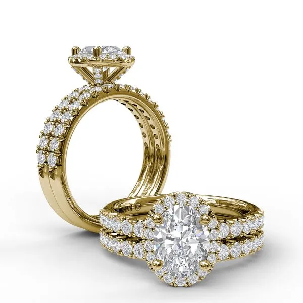 Classic Diamond Halo Engagement Ring with a Gorgeous Side...