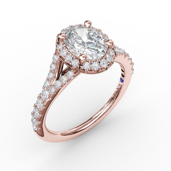 Classic Diamond Halo Engagement Ring with a Subtle Split Band Parris Jewelers Hattiesburg, MS