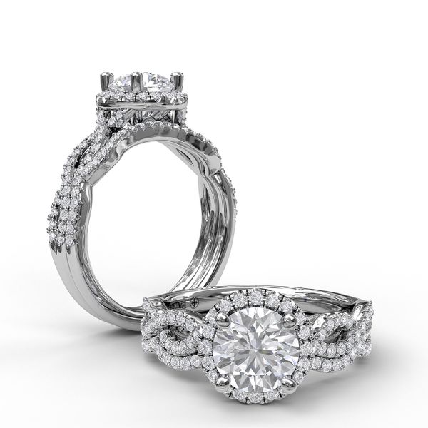 Round Halo Twist Engagement Ring Image 4 Almassian Jewelers, LLC Grand Rapids, MI