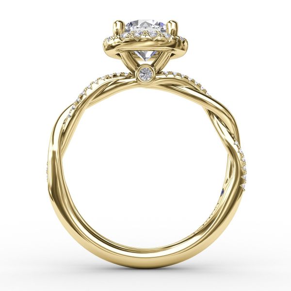 Contemporary Round Diamond Halo Engagement Ring with Twist Band Image 2 John Herold Jewelers Randolph, NJ