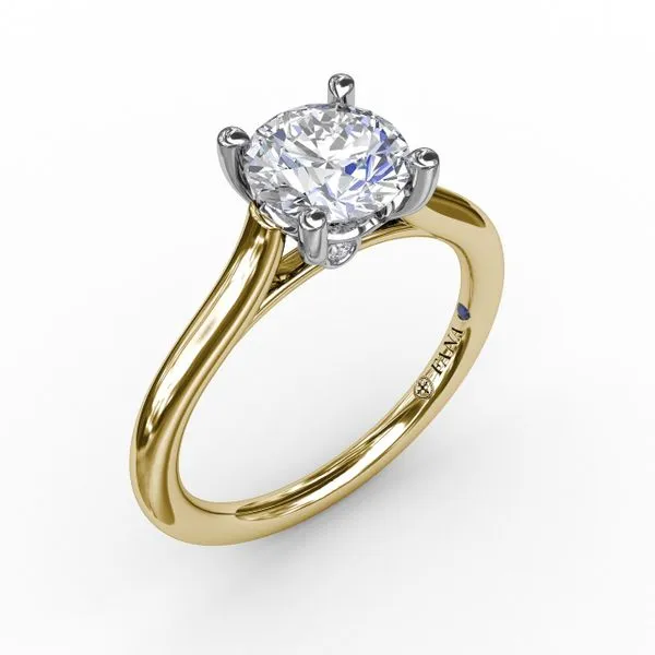 Classic Round Diamond Solitaire Engagement Ring With Cathedr