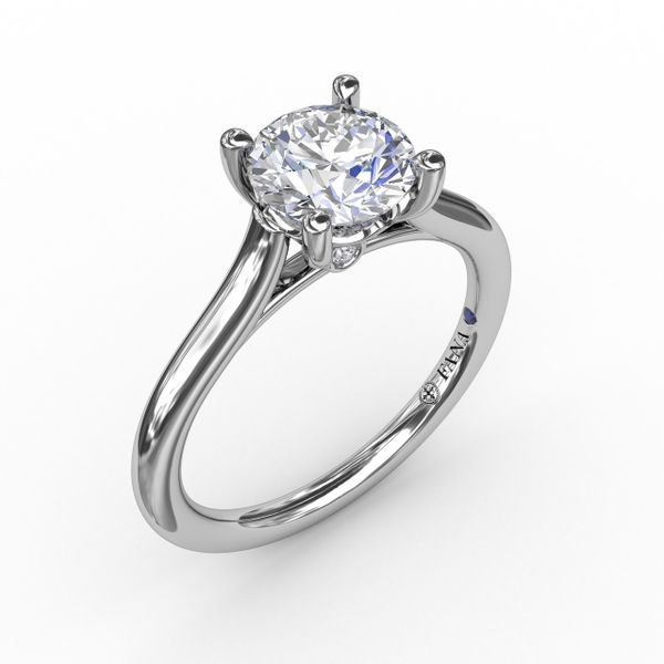 Classic Round Diamond Solitaire Engagement Ring With Cathedral Setting John Herold Jewelers Randolph, NJ