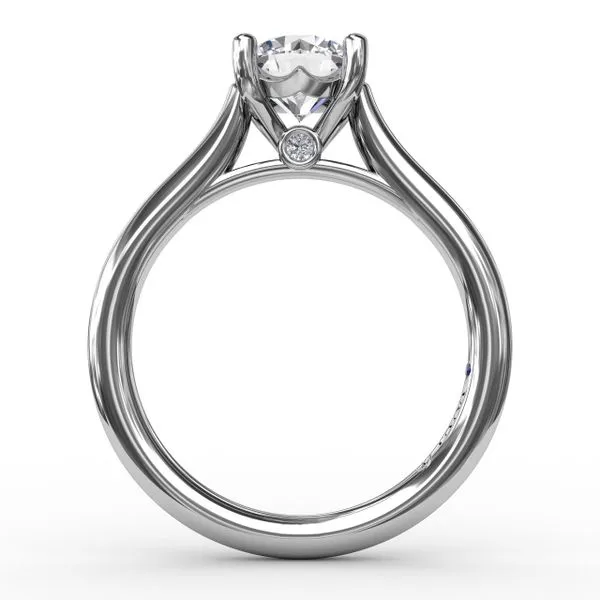 Classic Round Diamond Solitaire Engagement Ring With Cathedral Setting