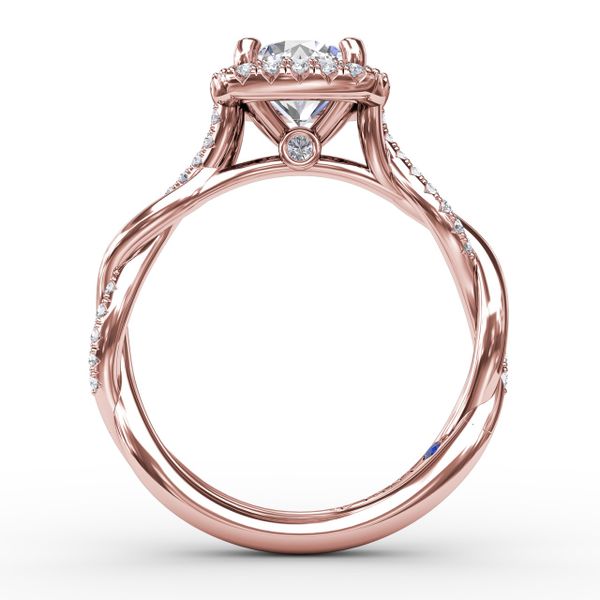 Cushion-Shaped Halo Diamond Engagement Ring With Twisted Shank Image 2 Sanders Diamond Jewelers Pasadena, MD