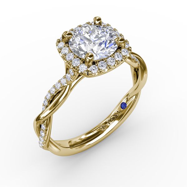 Cushion-Shaped Halo Diamond Engagement Ring With Twisted Shank Almassian Jewelers, LLC Grand Rapids, MI