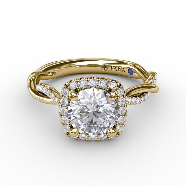 Cushion-Shaped Halo Diamond Engagement Ring With Twisted Shank Image 3 Jacqueline's Fine Jewelry Morgantown, WV