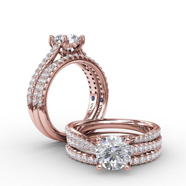 Classic Round Diamond Solitaire Engagement Ring With Double-Row Diamond Shank Image 4 Almassian Jewelers, LLC Grand Rapids, MI