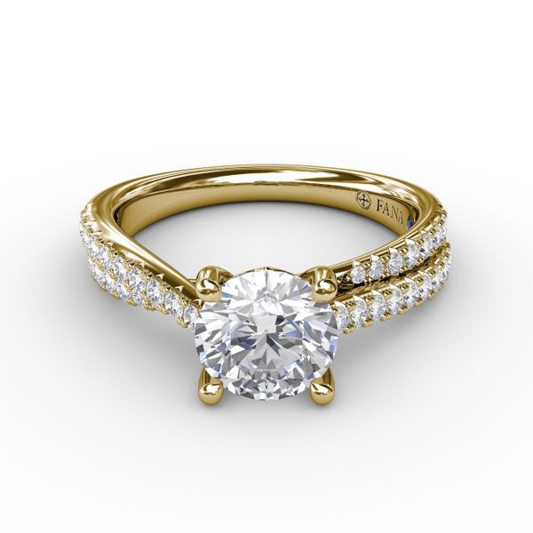 Classic Round Diamond Solitaire Engagement Ring With Double-Row Diamond Shank Image 3 Reed & Sons Sedalia, MO