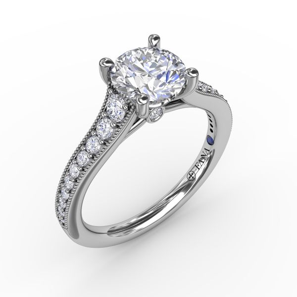 Classic Round Diamond Solitaire Engagement Ring With Milgrain Edge Sanders Diamond Jewelers Pasadena, MD