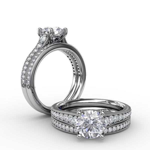 Classic Round Diamond Solitaire Engagement Ring With Milgrain Edge Image 4 Shannon Jewelers Spring, TX