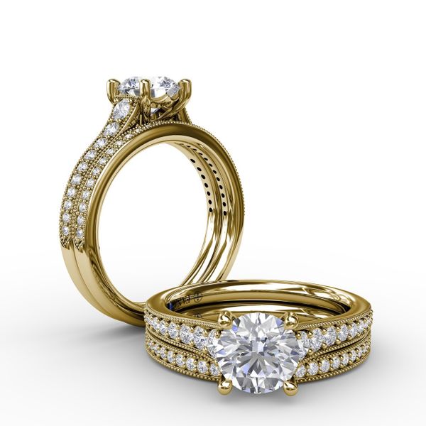 Classic Round Diamond Solitaire Engagement Ring With Milgrain Edge Image 4 Jacqueline's Fine Jewelry Morgantown, WV