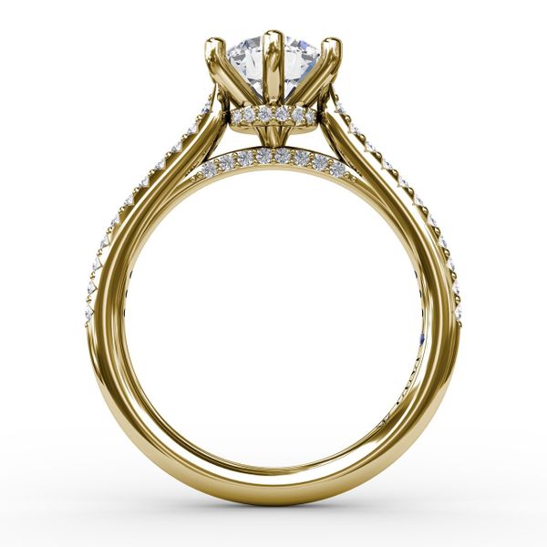 Six - Prong Round Diamond Engagement Ring with 1/2 Diamond Band  Image 2 Bell Jewelers Murfreesboro, TN