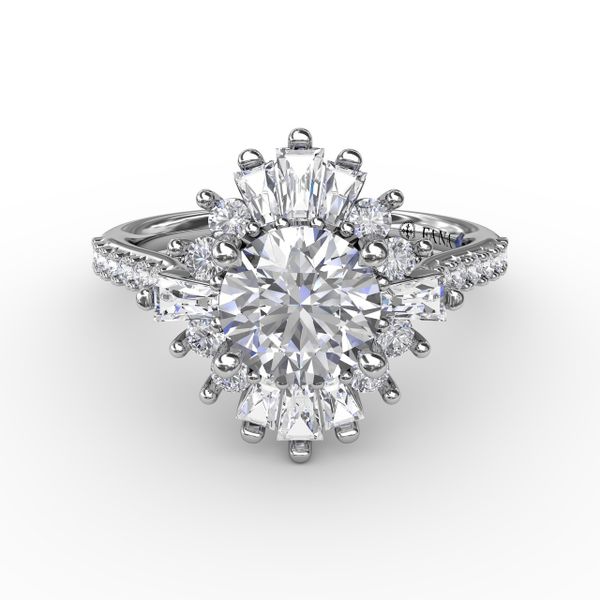 Mixed Shape Diamond Halo Ballerina Style Engagement Ring With Diamond Band Image 3 Bell Jewelers Murfreesboro, TN