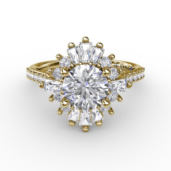 Mixed Shape Diamond Halo Ballerina Style Engagement Ring With Diamond Band Image 3 The Diamond Center Claremont, CA