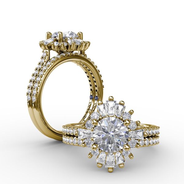 Mixed Shape Diamond Halo Ballerina Style Engagement Ring With Diamond Band Image 4 D. Geller & Son Jewelers Atlanta, GA