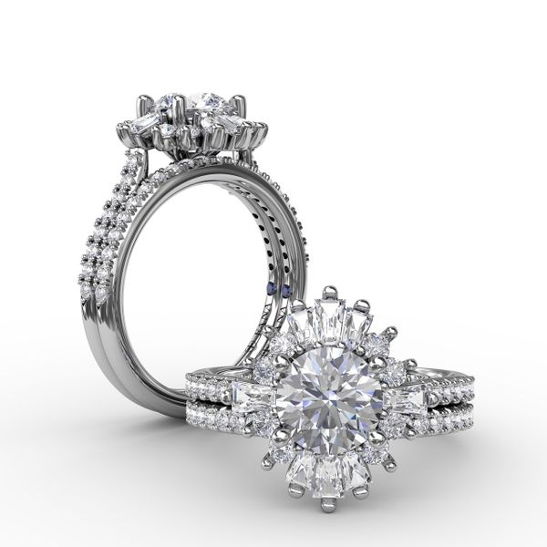 Mixed Shape Diamond Halo Ballerina Style Engagement Ring With Diamond Band Image 4 The Diamond Center Claremont, CA