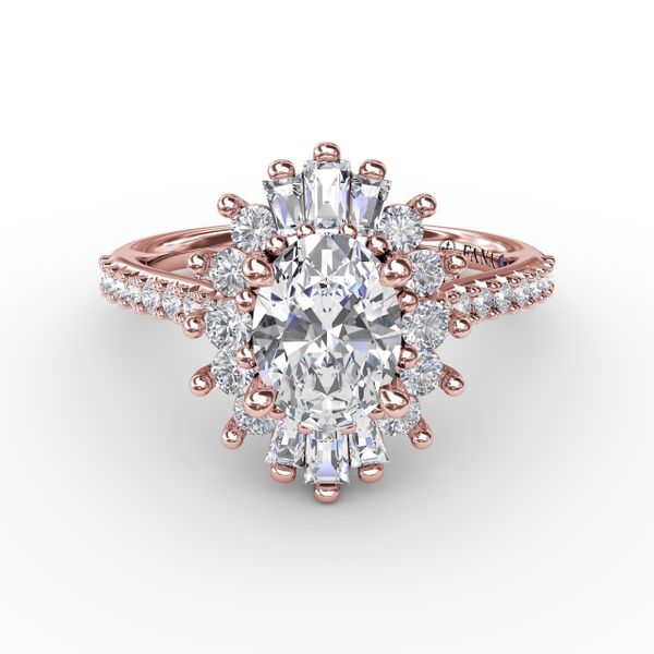 Mixed Shape Oval Diamond Halo Ballerina Style Engagement Ring Image 3 LeeBrant Jewelry & Watch Co Sandy Springs, GA