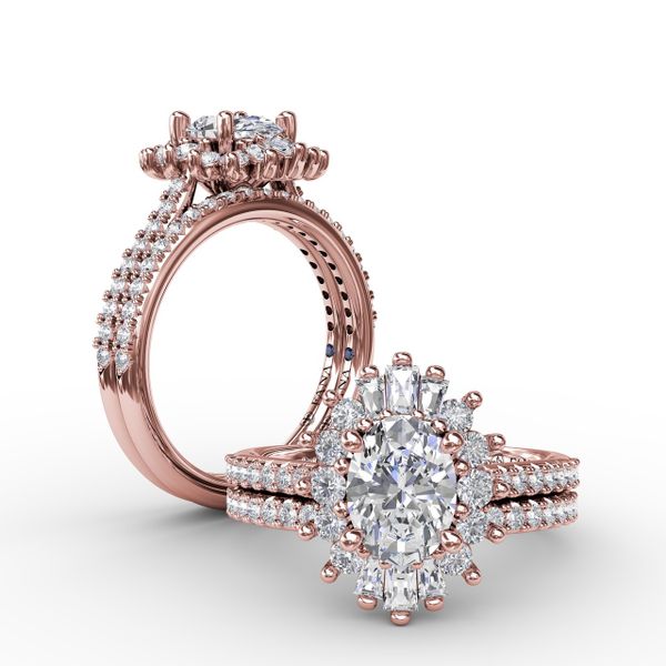 Mixed Shape Oval Diamond Halo Ballerina Style Engagement Ring Image 4 The Diamond Center Claremont, CA
