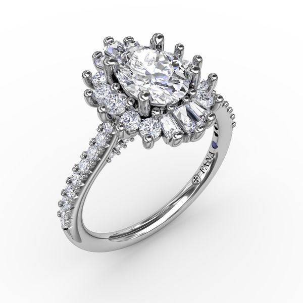 Mixed Shape Oval Diamond Halo Ballerina Style Engagement Ring J. Thomas Jewelers Rochester Hills, MI