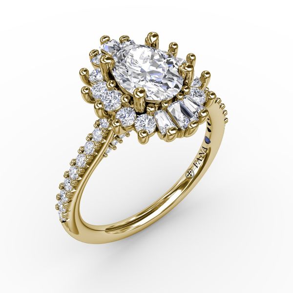 Mixed Shape Oval Diamond Halo Ballerina Style Engagement Ring Almassian Jewelers, LLC Grand Rapids, MI