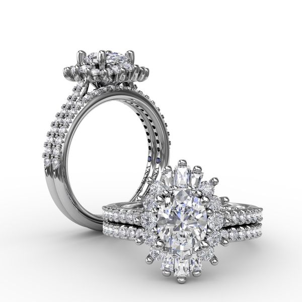 Mixed Shape Oval Diamond Halo Ballerina Style Engagement Ring Image 4 J. Thomas Jewelers Rochester Hills, MI