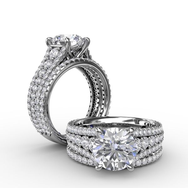 Classic Round Diamond Solitaire Engagement Ring With Triple-Row Diamond Shank Image 4 Reed & Sons Sedalia, MO