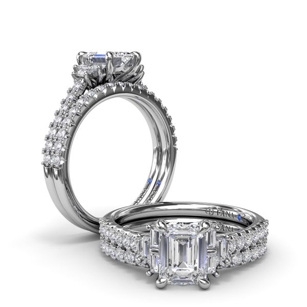 Emerald Cut Side Stone Engagement Ring Image 4 Parris Jewelers Hattiesburg, MS