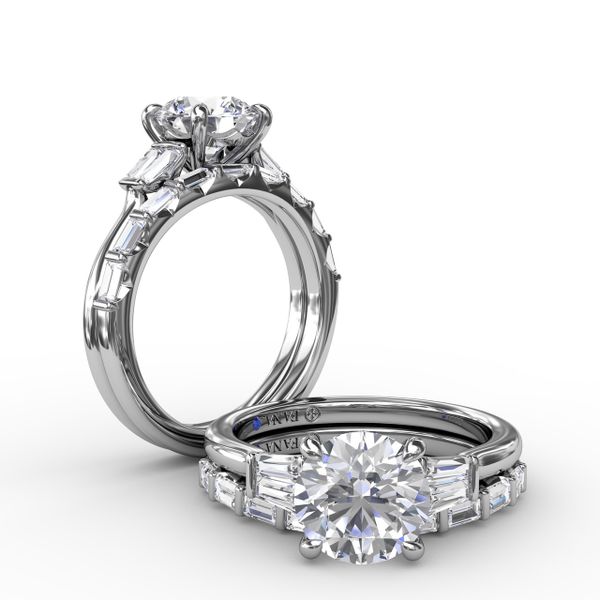 Double Baguette Diamond Engagement Ring Image 4 Castle Couture Fine Jewelry Manalapan, NJ