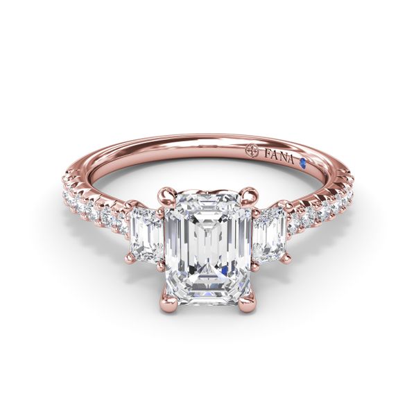 Enchanted Three Stone Emerald Diamond Engagement Ring  Image 2 John Herold Jewelers Randolph, NJ