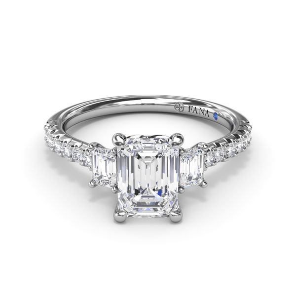 Enchanted Three Stone Emerald Diamond Engagement Ring  Image 2 Gaines Jewelry Flint, MI