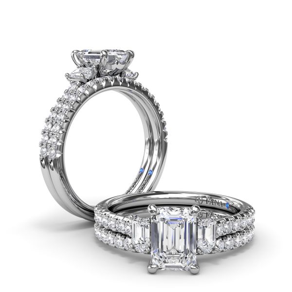 Enchanted Three Stone Emerald Diamond Engagement Ring  Image 4 J. Thomas Jewelers Rochester Hills, MI
