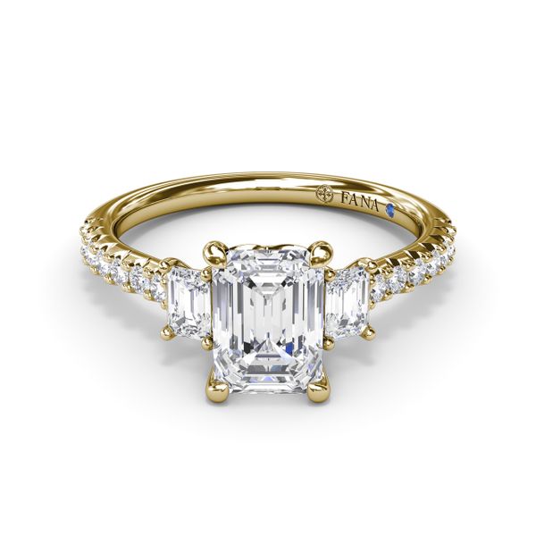 Enchanted Three Stone Emerald Diamond Engagement Ring  Image 2 J. Thomas Jewelers Rochester Hills, MI