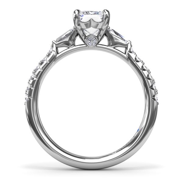 Emerald Cut and Tapered Baguette Engagement Ring  Image 3 John Herold Jewelers Randolph, NJ