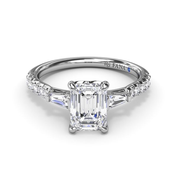 Emerald Cut and Tapered Baguette Engagement Ring  Image 2 Gaines Jewelry Flint, MI