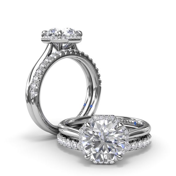 Octagon Halo Diamond Engagement Ring  Image 4 Castle Couture Fine Jewelry Manalapan, NJ