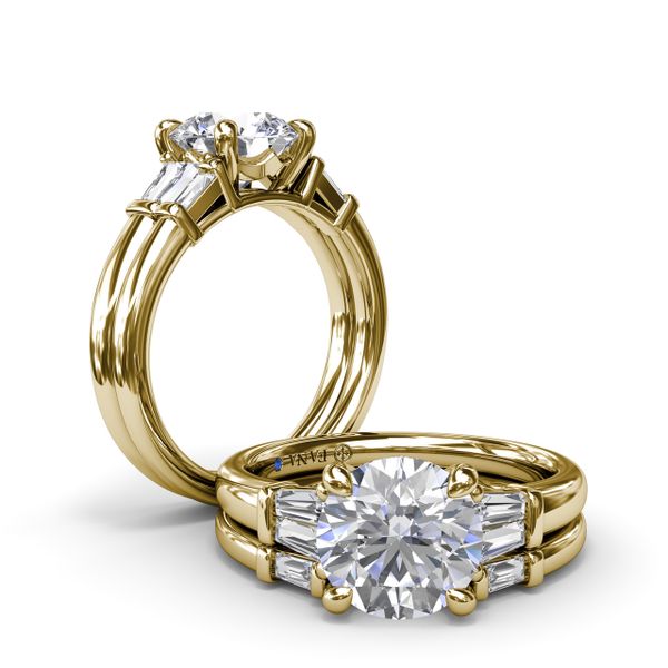 Tapered Baguette Diamond Engagement Ring Image 4 Steve Lennon & Co Jewelers  New Hartford, NY