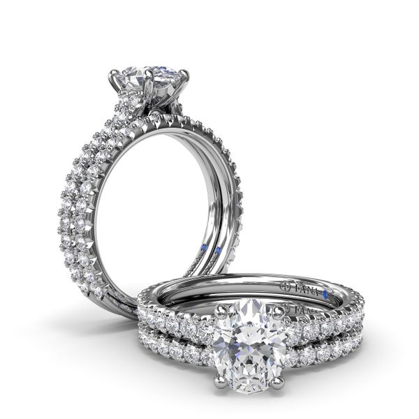 Sophisticated Side Cluster Diamond Band Engagement Ring  Image 4 Perry's Emporium Wilmington, NC