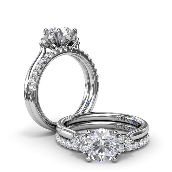 Sophisticated Side Cluster Diamond Engagement Ring  Image 4 Cornell's Jewelers Rochester, NY