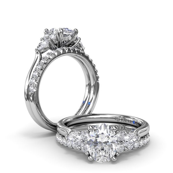 Pear Side Cluster Diamond Engagement Ring  Image 4 John Herold Jewelers Randolph, NJ