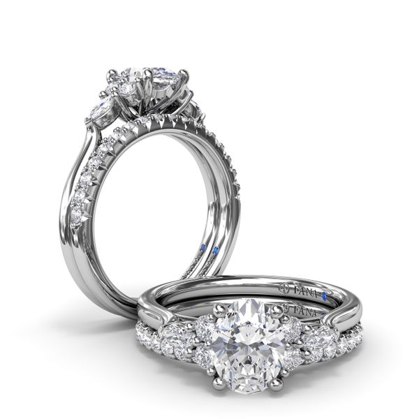 Marquise Side Cluster Diamond Engagement Ring  Image 4 Cornell's Jewelers Rochester, NY