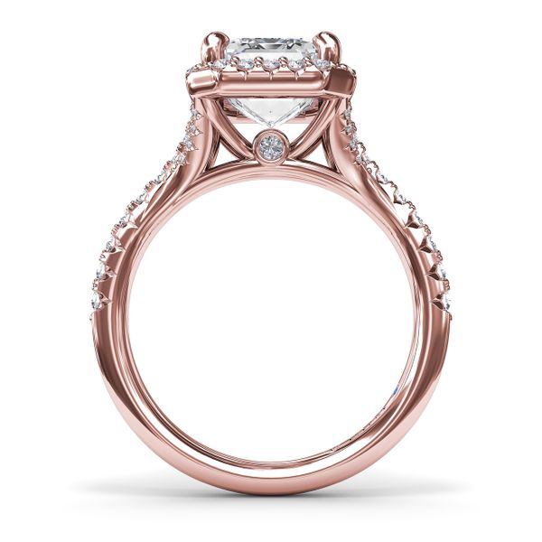 Split Shank Diamond Halo Engagement Ring  Image 3 John Herold Jewelers Randolph, NJ