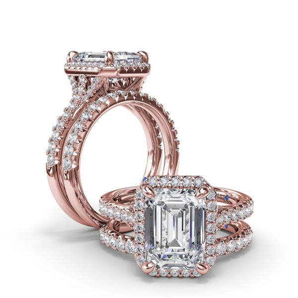 Split Shank Diamond Halo Engagement Ring  Image 4 Lake Oswego Jewelers Lake Oswego, OR