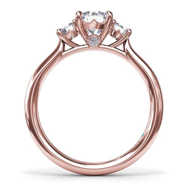 Petite Three-Stone Diamond Engagement Ring Image 3 Cornell's Jewelers Rochester, NY