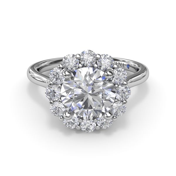 Floral Halo Diamond Engagement Ring Image 2 P.J. Rossi Jewelers Lauderdale-By-The-Sea, FL